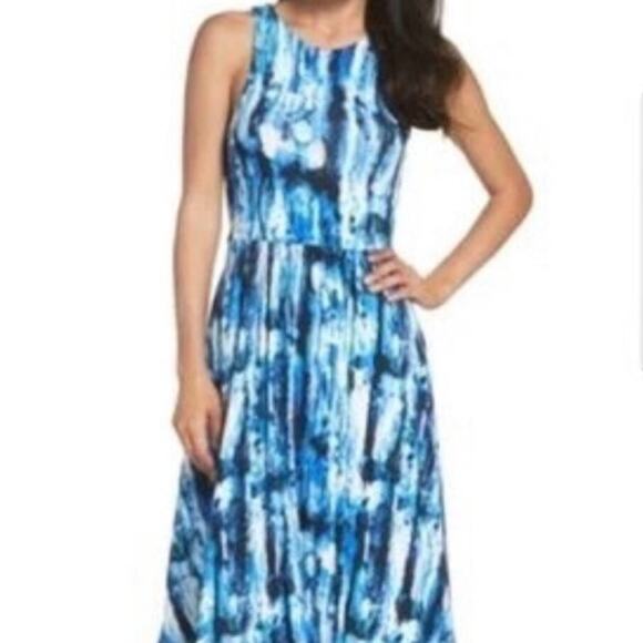 Felicity & Coco Tie Dye Maxi Dress Fit & Flare Kaley Womens Size SM Keyhole Back - Picture 2 of 8
